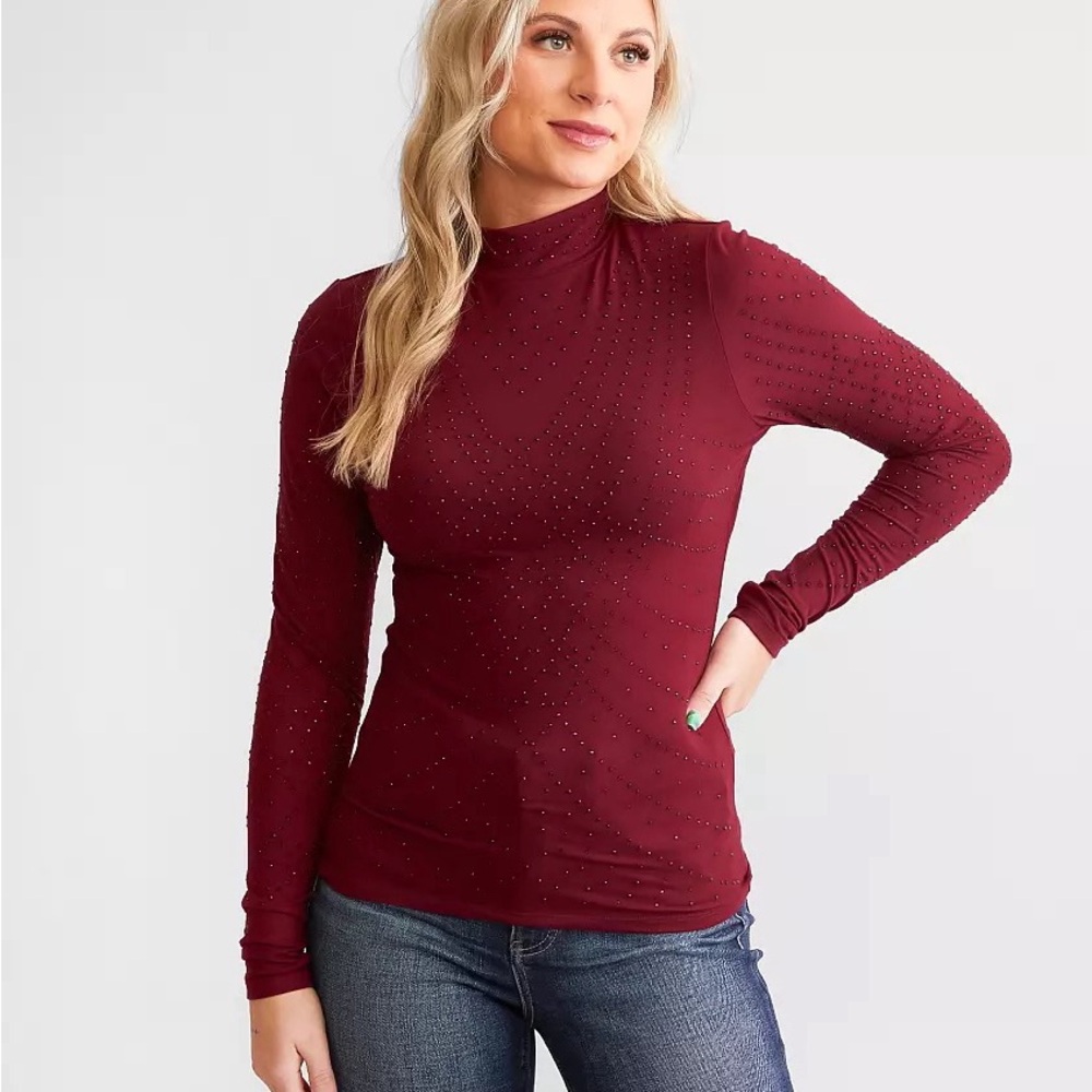 Elegant Burgundy Long Sleeve Top